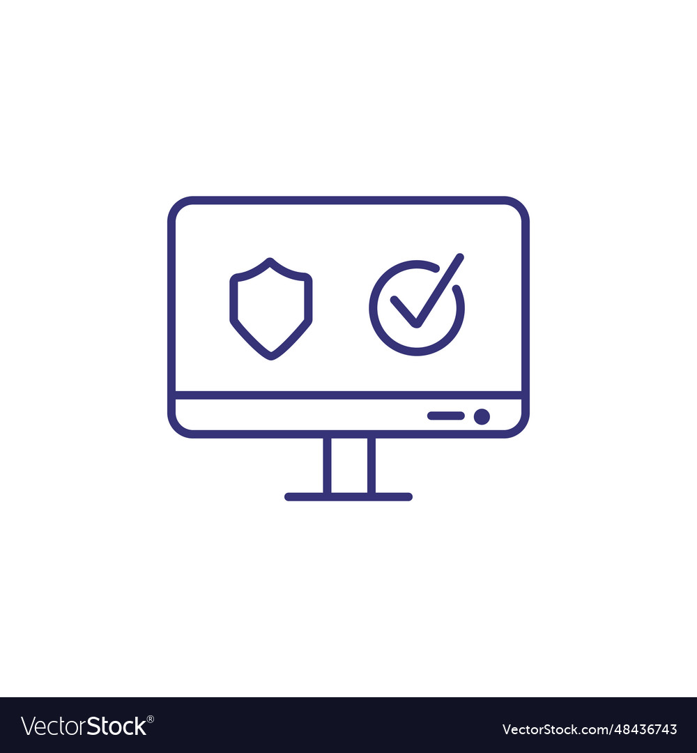 Computer security line icon vector image Computer security line icon