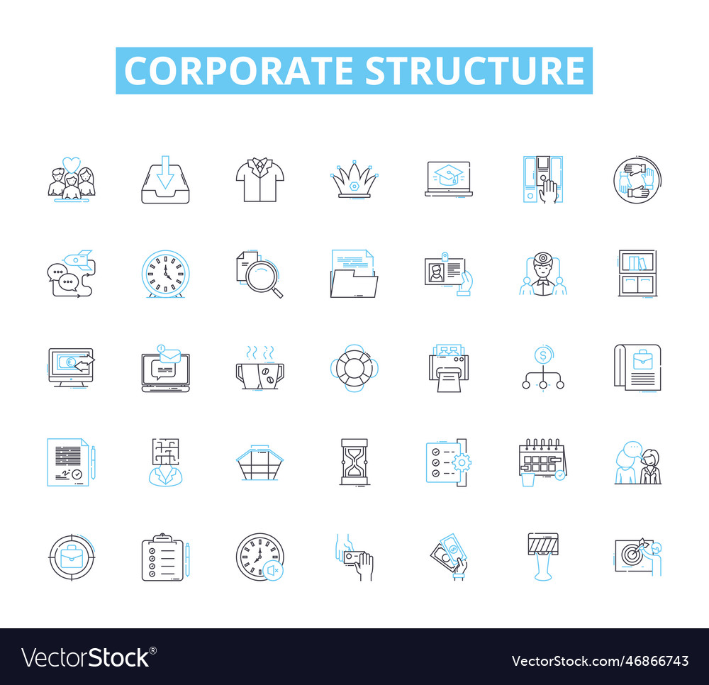 Corporate structure linear icons set hierarchy vector image Corporate structure linear icons set hierarchy