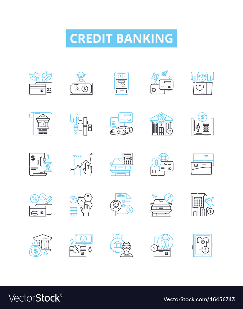 Credit banking line icons set Royalty Free Vector Image