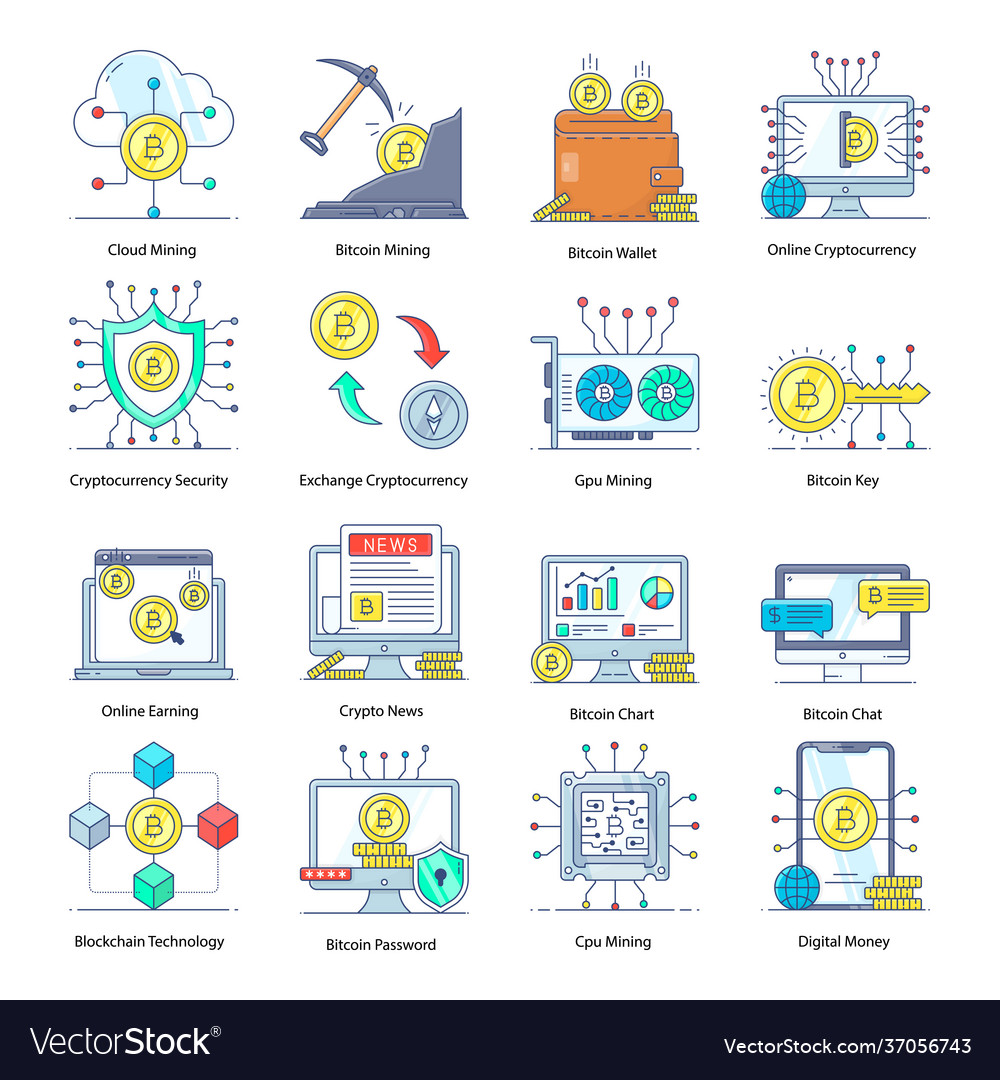 Cryptocurrency and blockchain filled outline