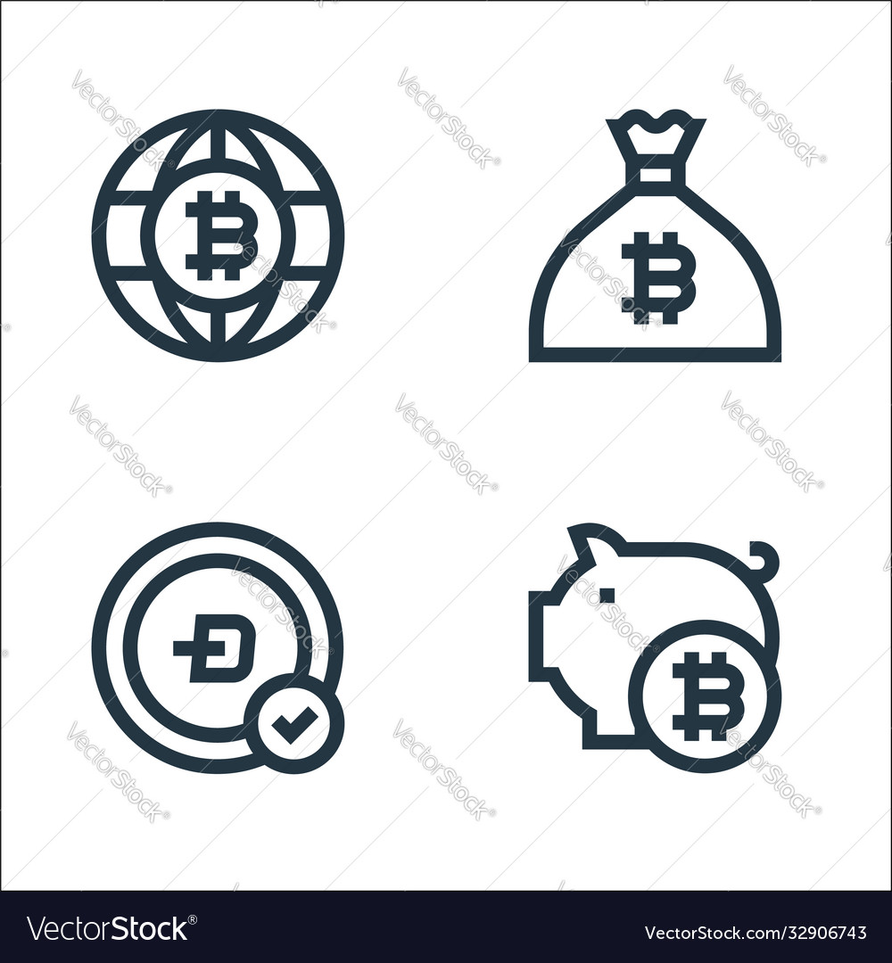 Cryptocurrency line icons linear set quality Vector Image Cryptocurrency line icons linear set quality