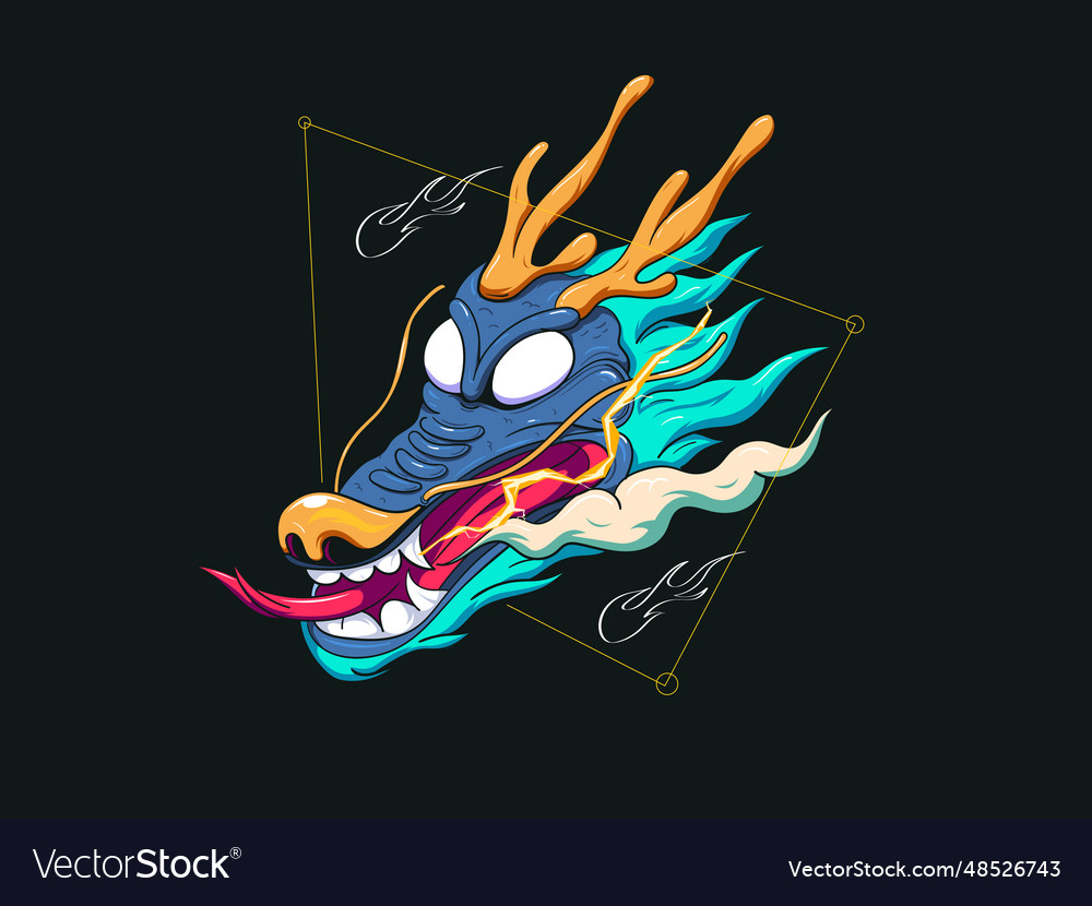 Dragon head logo for clothing print design Vector Image