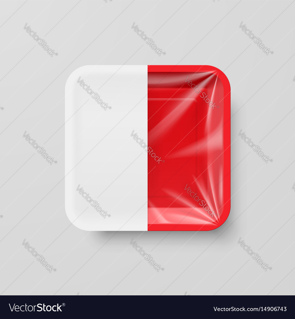 Empty red plastic food square container