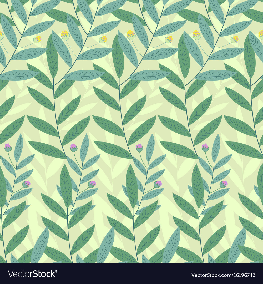 Floral seamless pattern background of green Vector Image