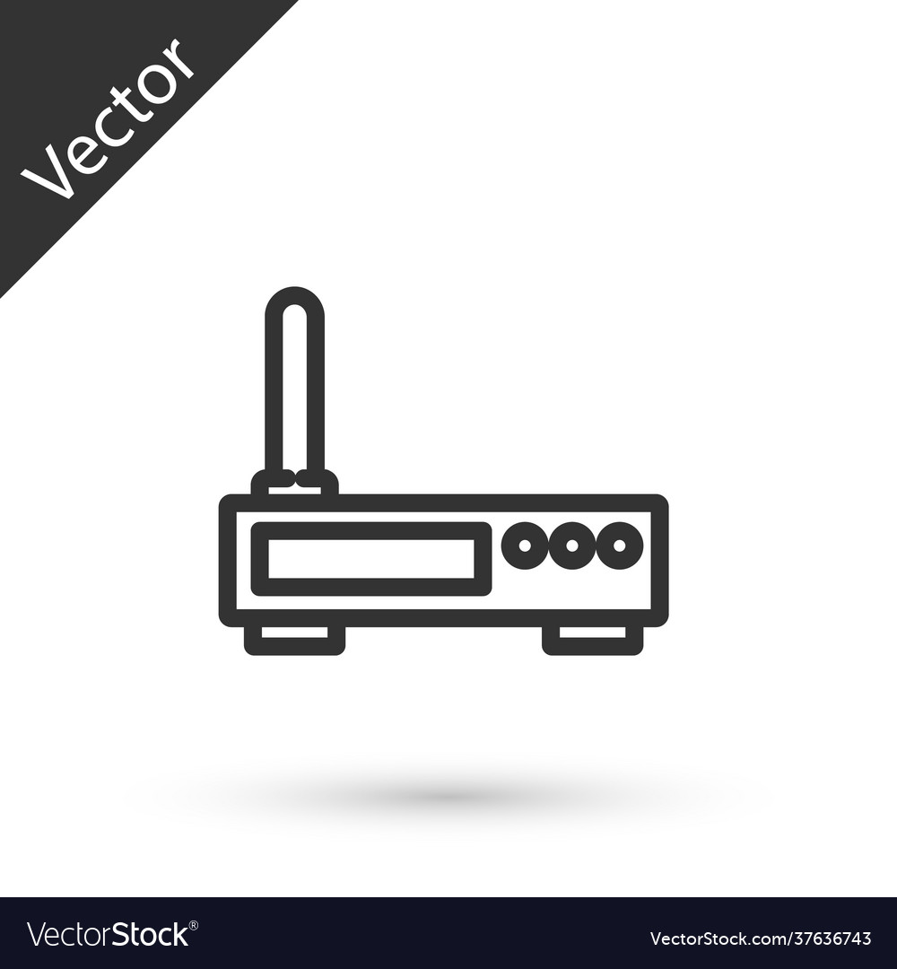 Grey line router and wi-fi signal icon isolated vector image Grey line router and wi-fi signal icon isolated
