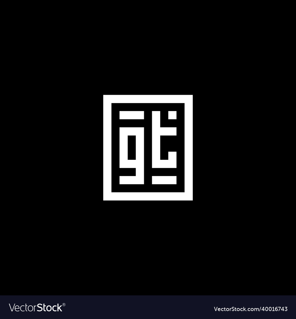 Gt initial logo with square rectangular shape