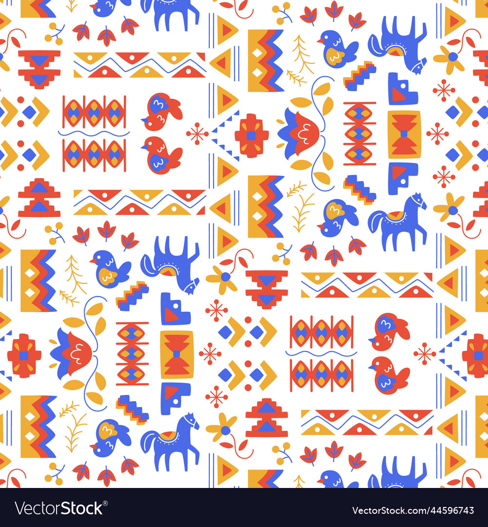 Hand drawn nordic pattern design vector image Hand drawn nordic pattern design