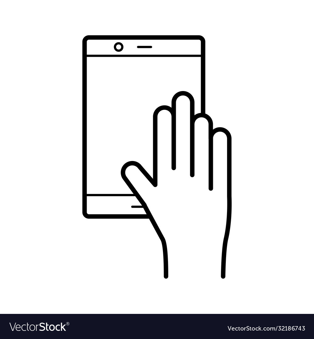 Hand using tablet device line style icon