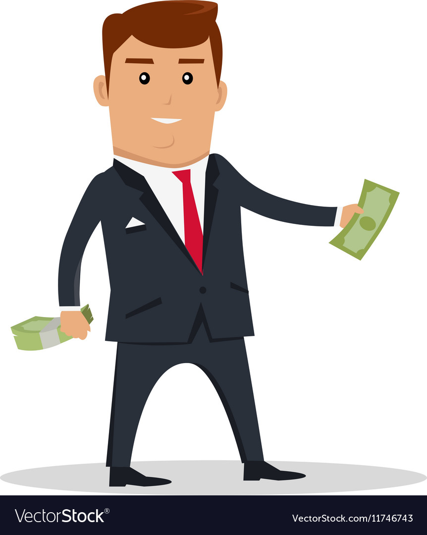 Man Character With Money Royalty Free Vector Image