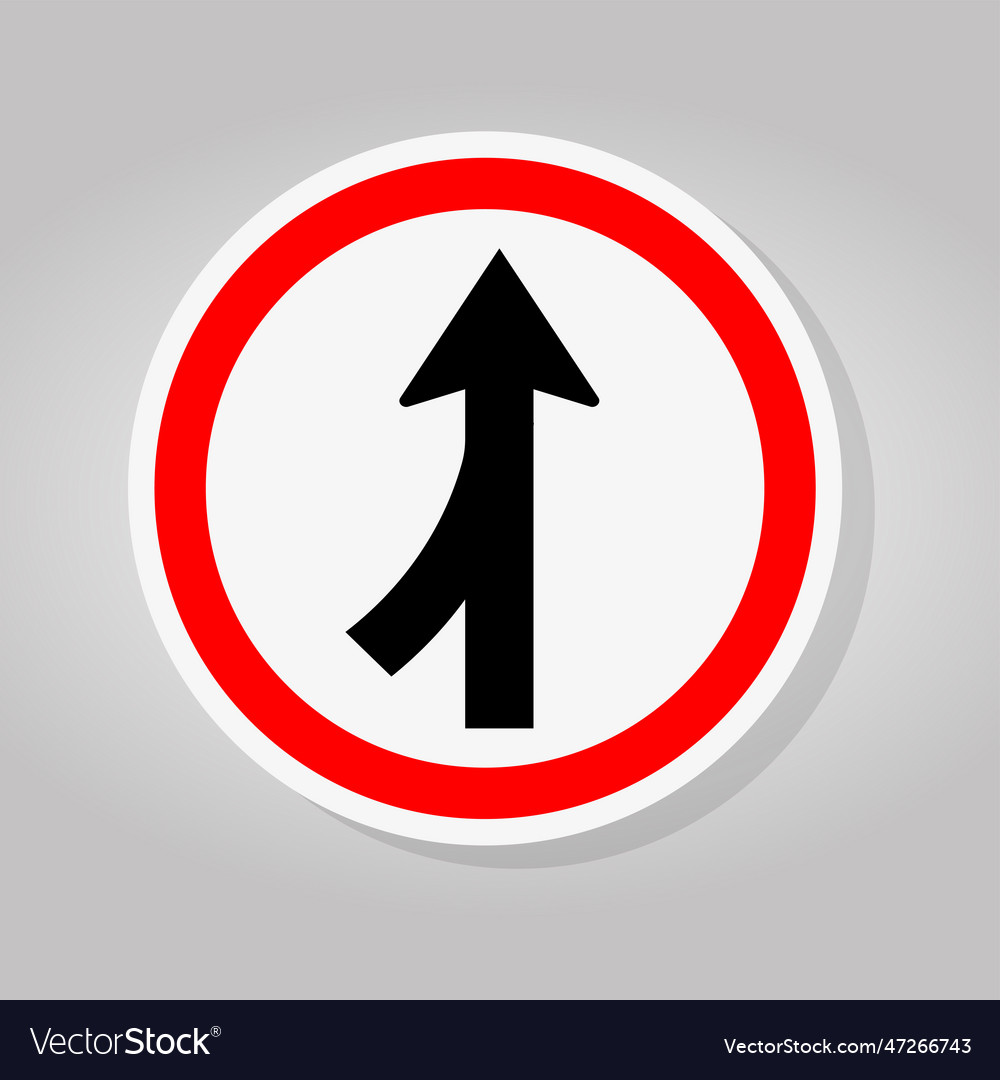 Merge join way left traffic road sign isolate vector image Merge join way left traffic road sign isolate
