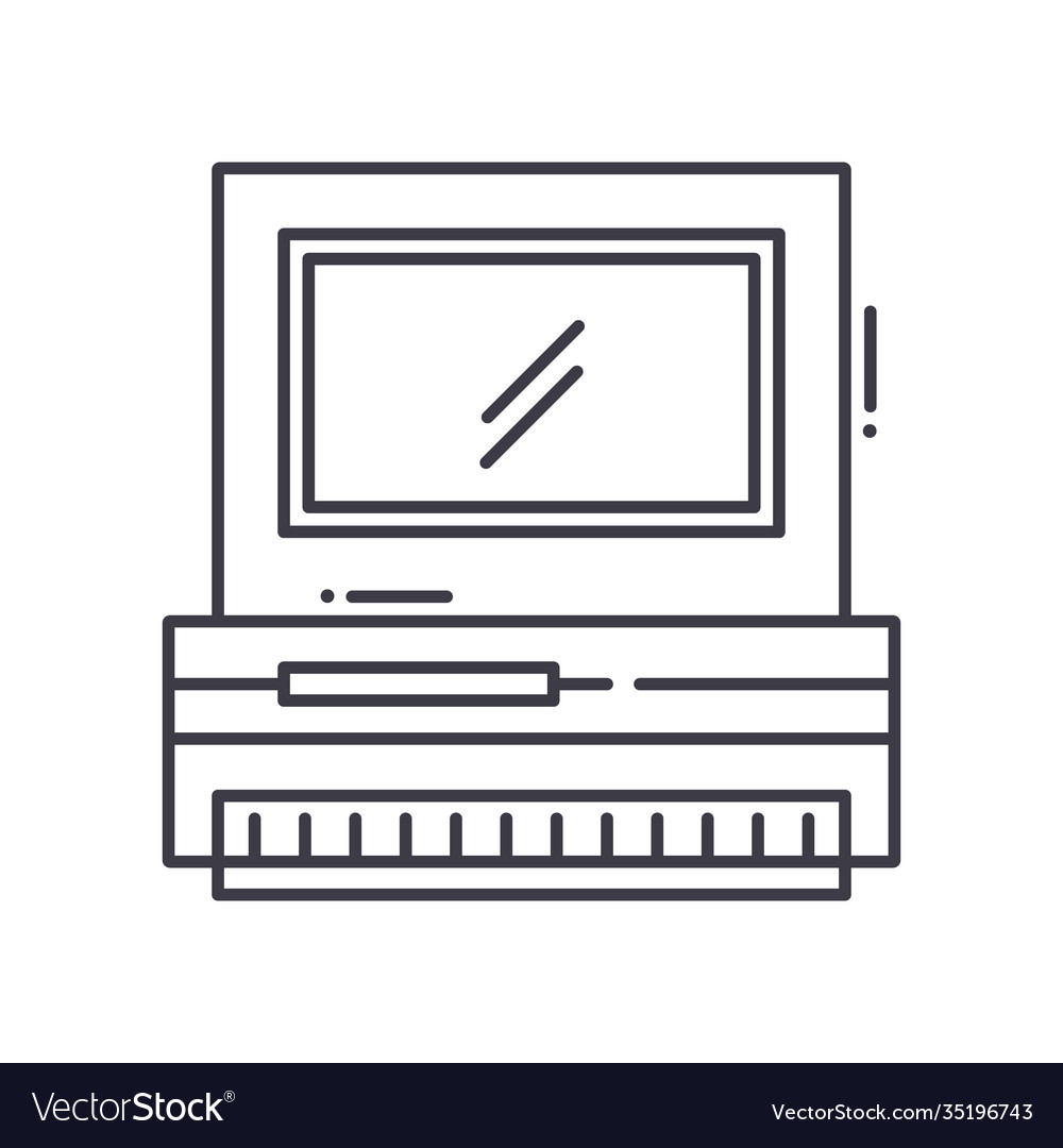 Old computer icon linear isolated vector image Old computer icon linear isolated