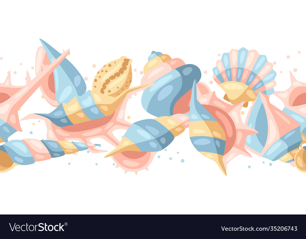 Seamless pattern with seashells vector image Seamless pattern with seashells