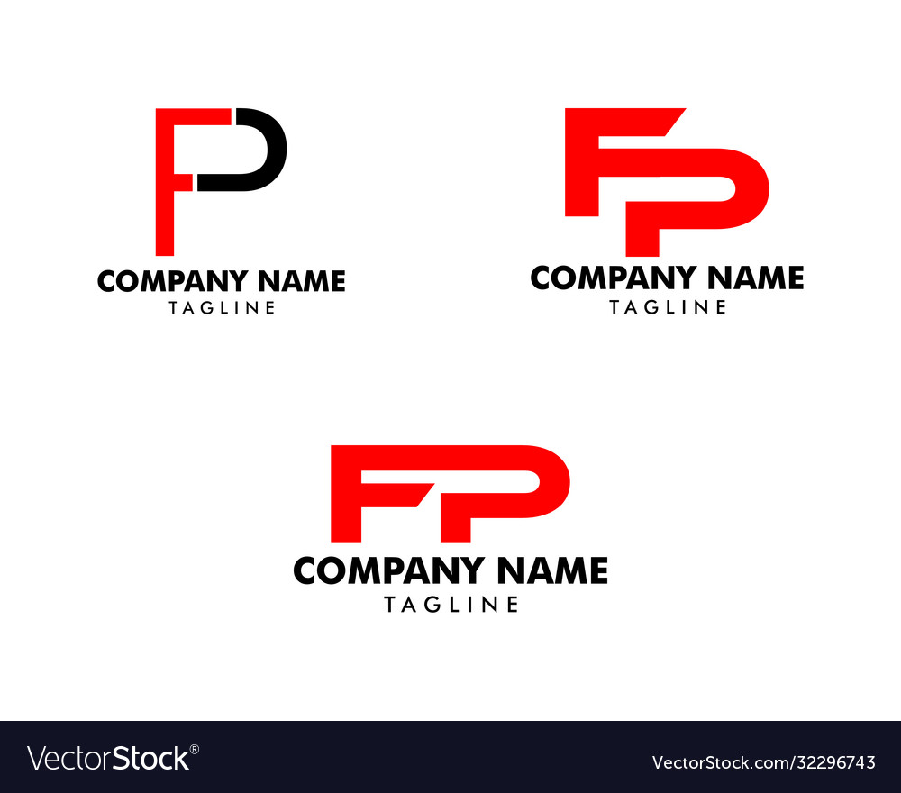 Set initial letter fp logo template design