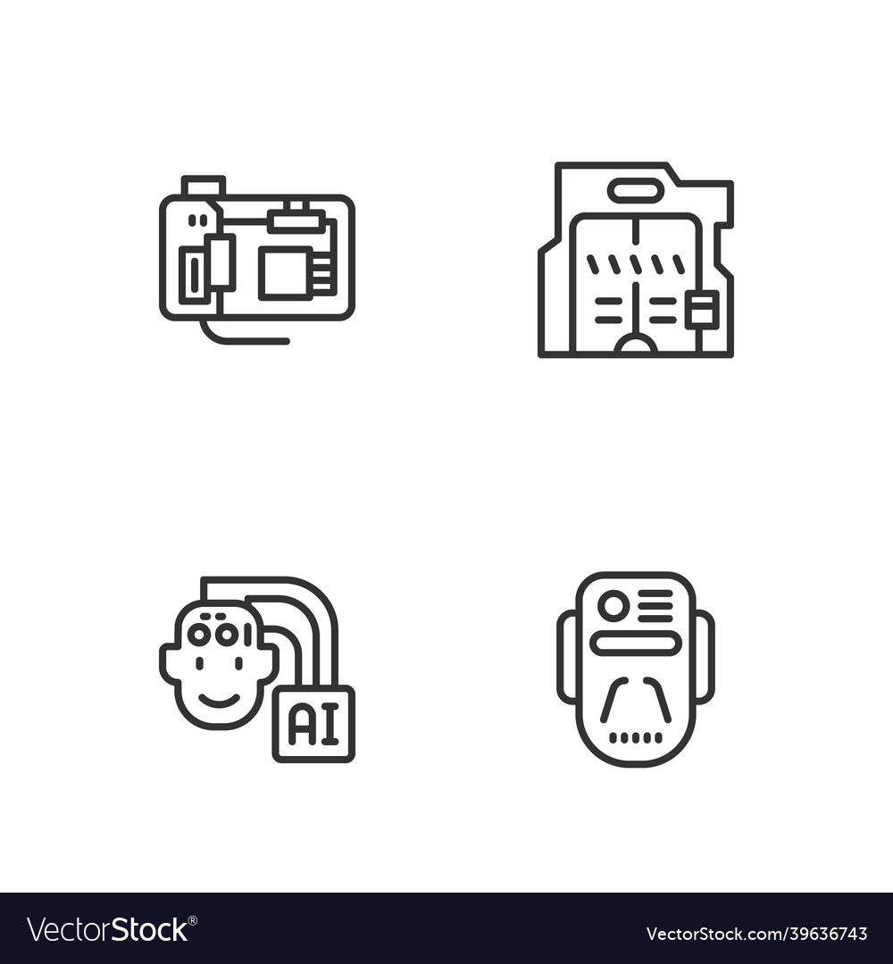 Set line artificial intelligence robot humanoid vector image Set line artificial intelligence robot humanoid