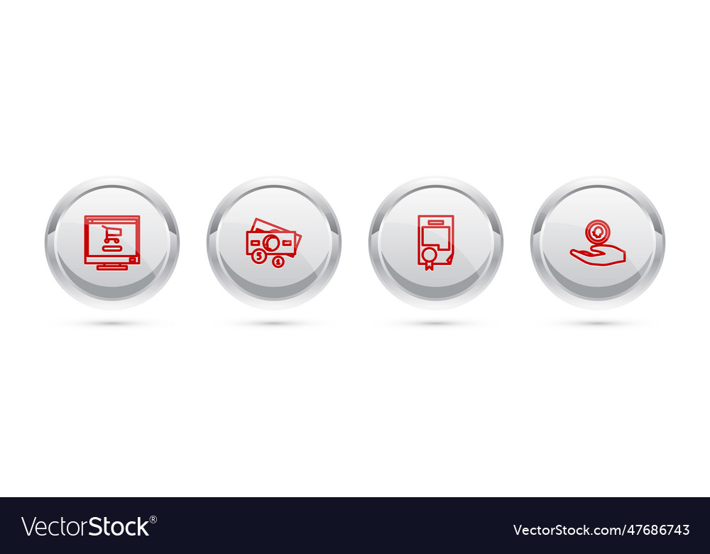Set line shopping cart on computer stacks paper vector image Set line shopping cart on computer stacks paper