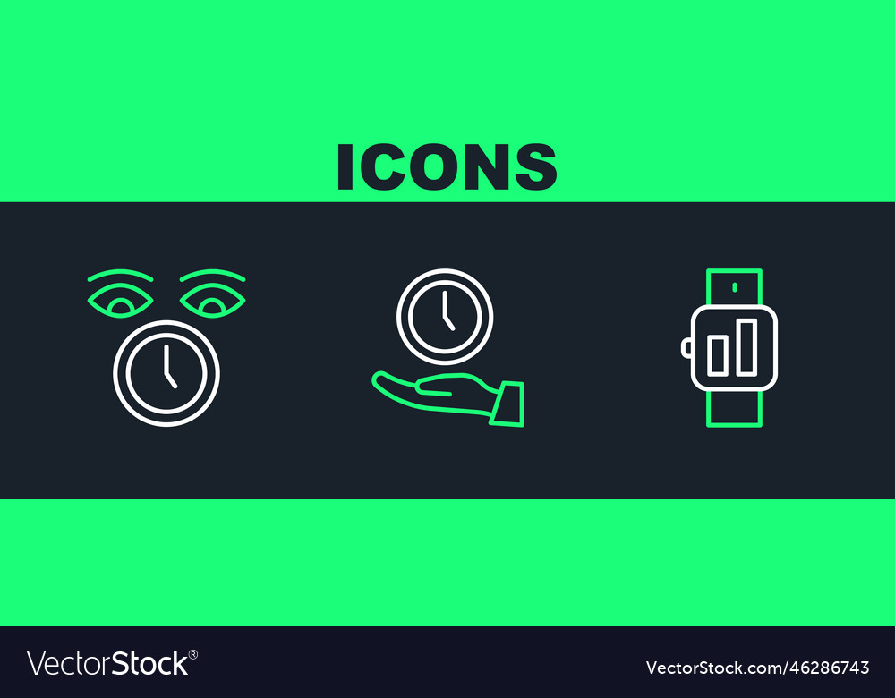 Set line smartwatch clock and icon vector image Set line smartwatch clock and icon
