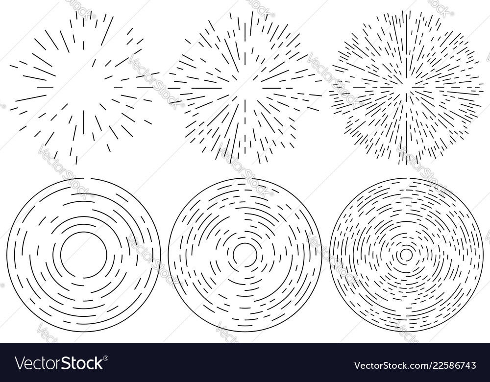 Set of radiating and concentric lines element