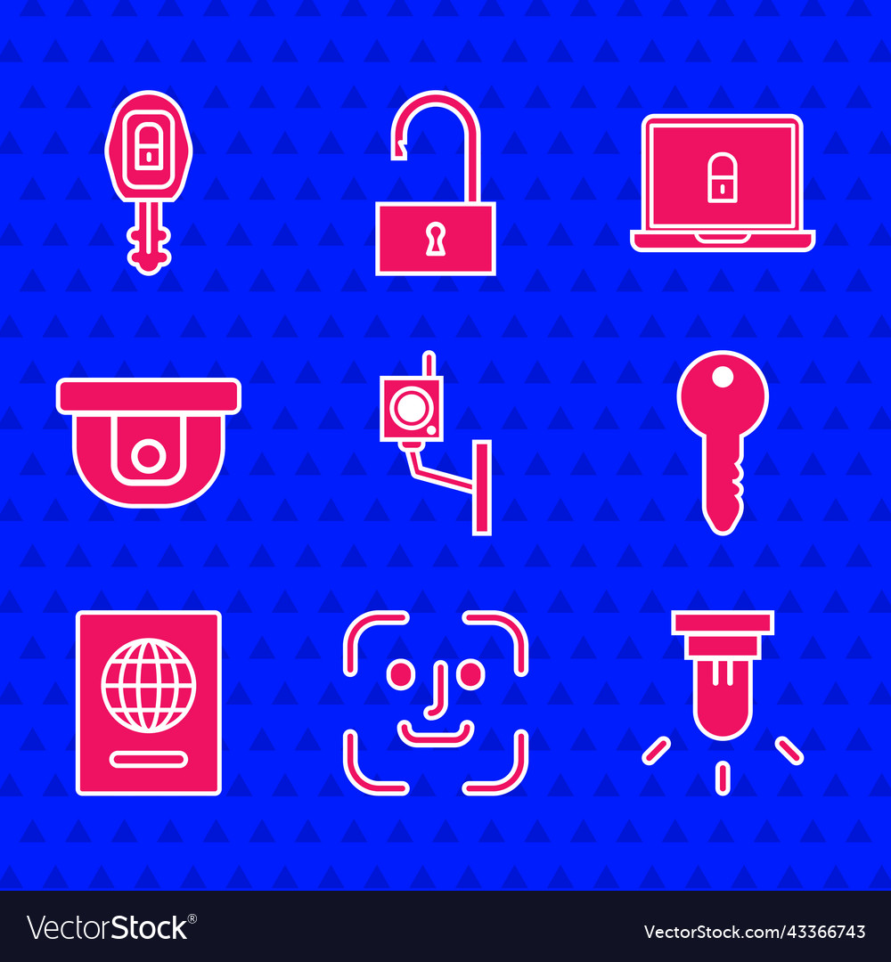 Set security camera face recognition motion vector image Set security camera face recognition motion