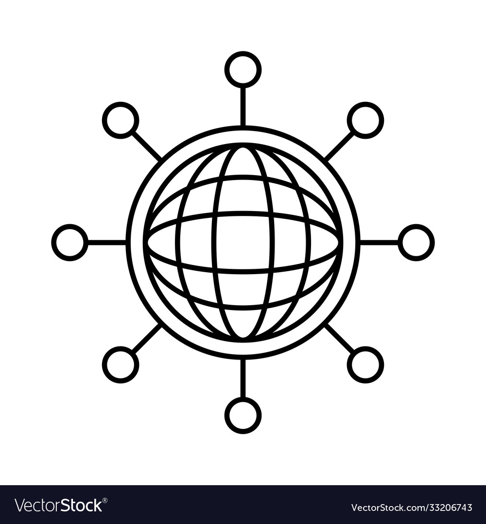 Sphere world planet with points network around