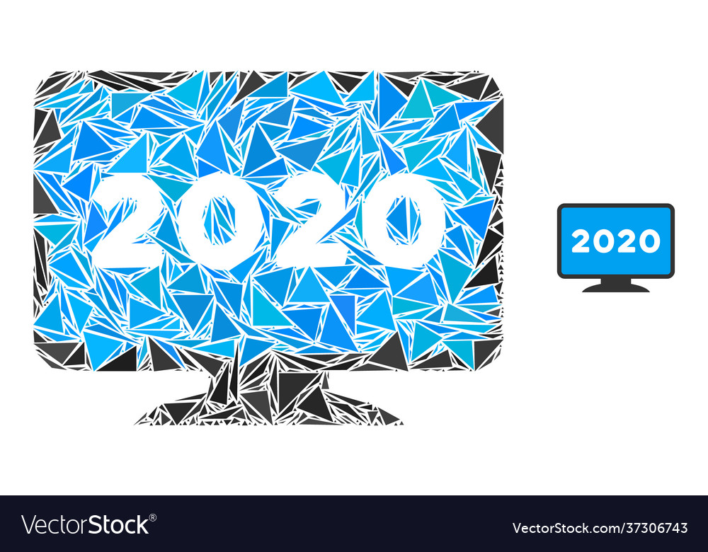 Triangle mosaic 2020 display screen icon Vector Image Triangle mosaic 2020 display screen icon