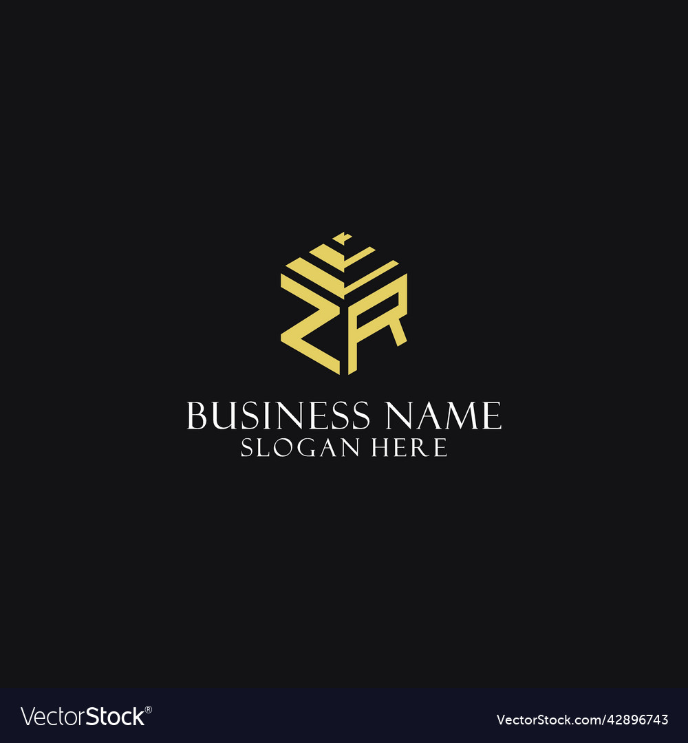 Zr initial monogram with hexagon shape logo Vector Image Zr initial monogram with hexagon shape logo