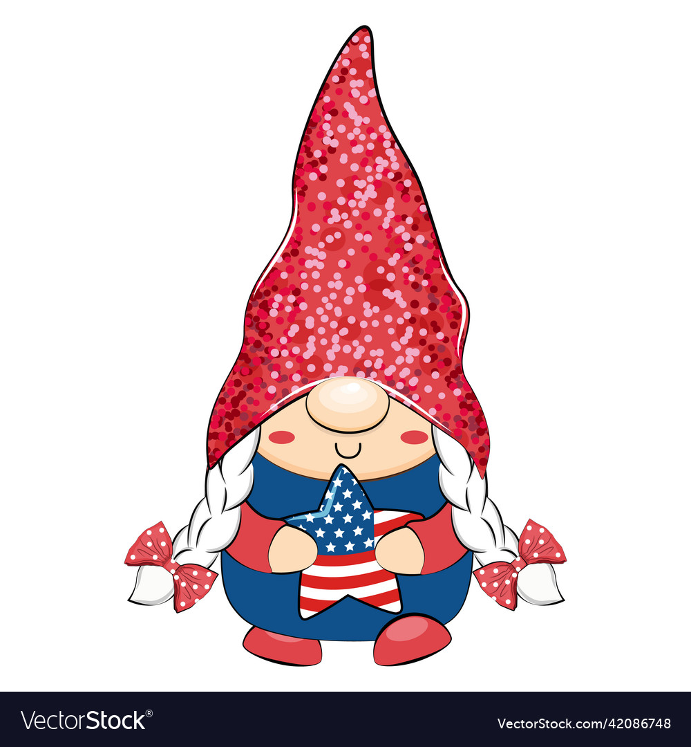 4th of july patriotic american gnome Royalty Free Vector