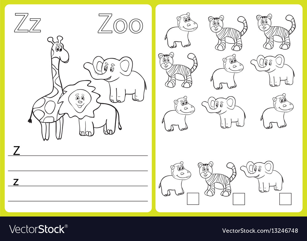 Alphabet a-z - puzzle worksheet exercises for Vector Image