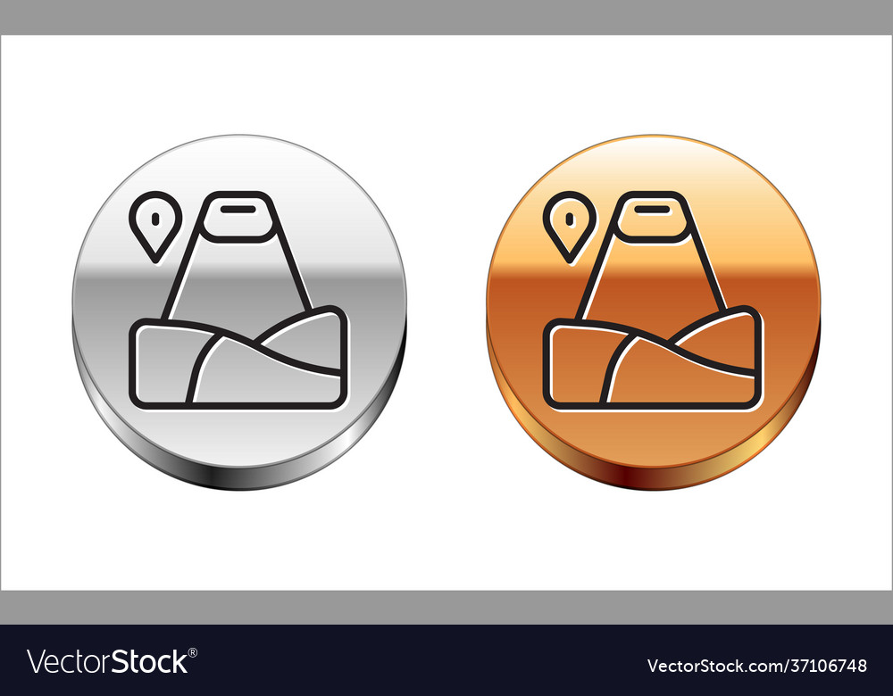 Black line map pointer with mountain icon isolated vector image Black line map pointer with mountain icon isolated