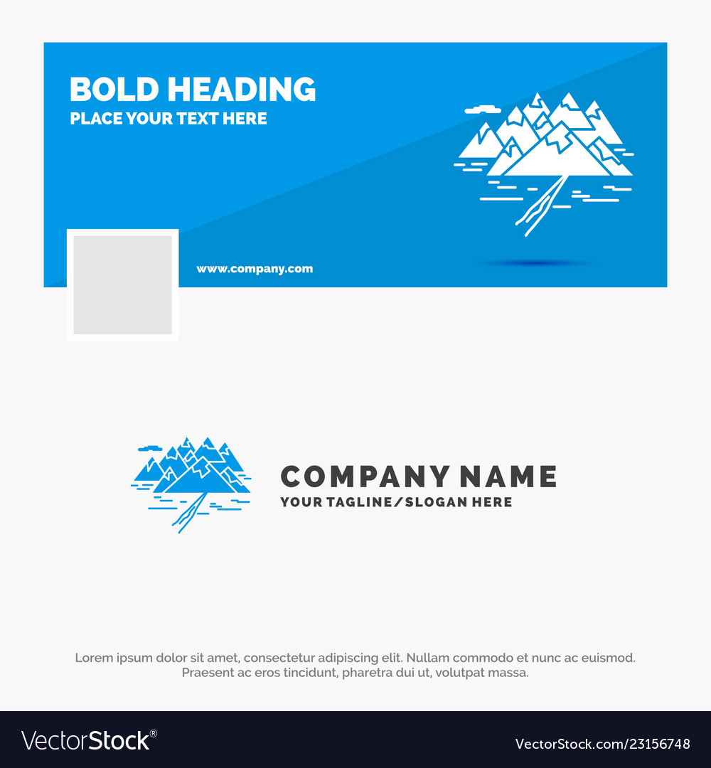 blue business logo template for mountain hill vector image
