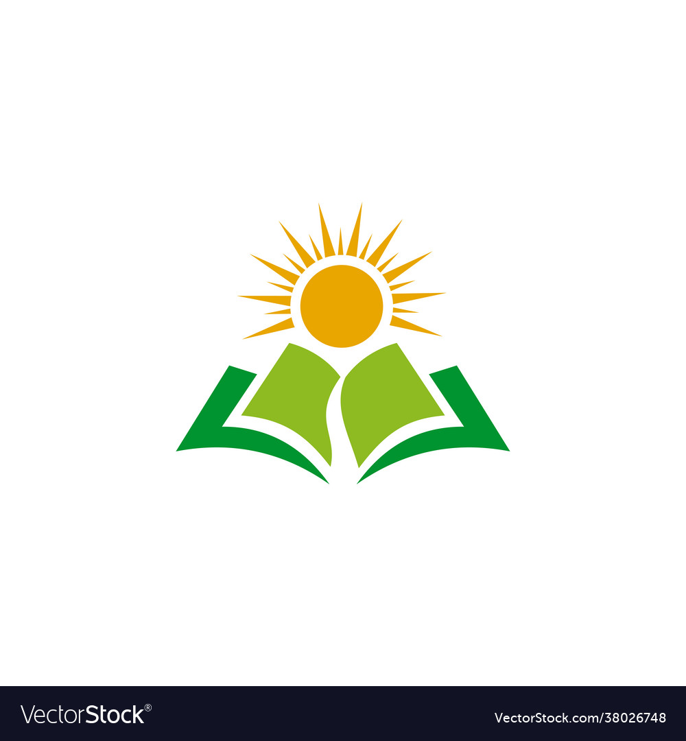 Book and sun logo design template