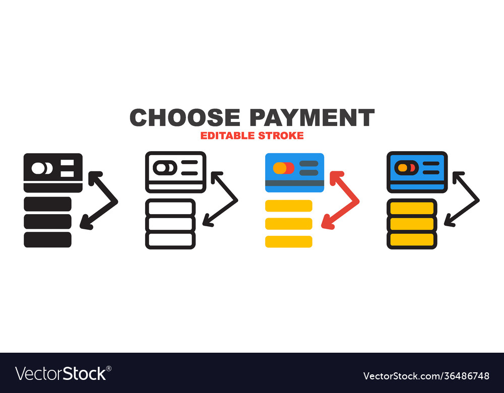 Choose payment icon set with different styles vector image Choose payment icon set with different styles