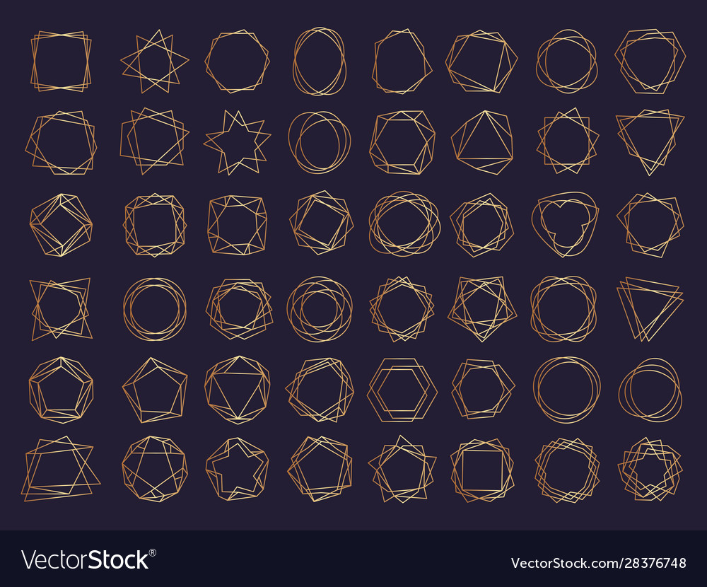 Geometric frames set polygon shapes and borders Vector Image