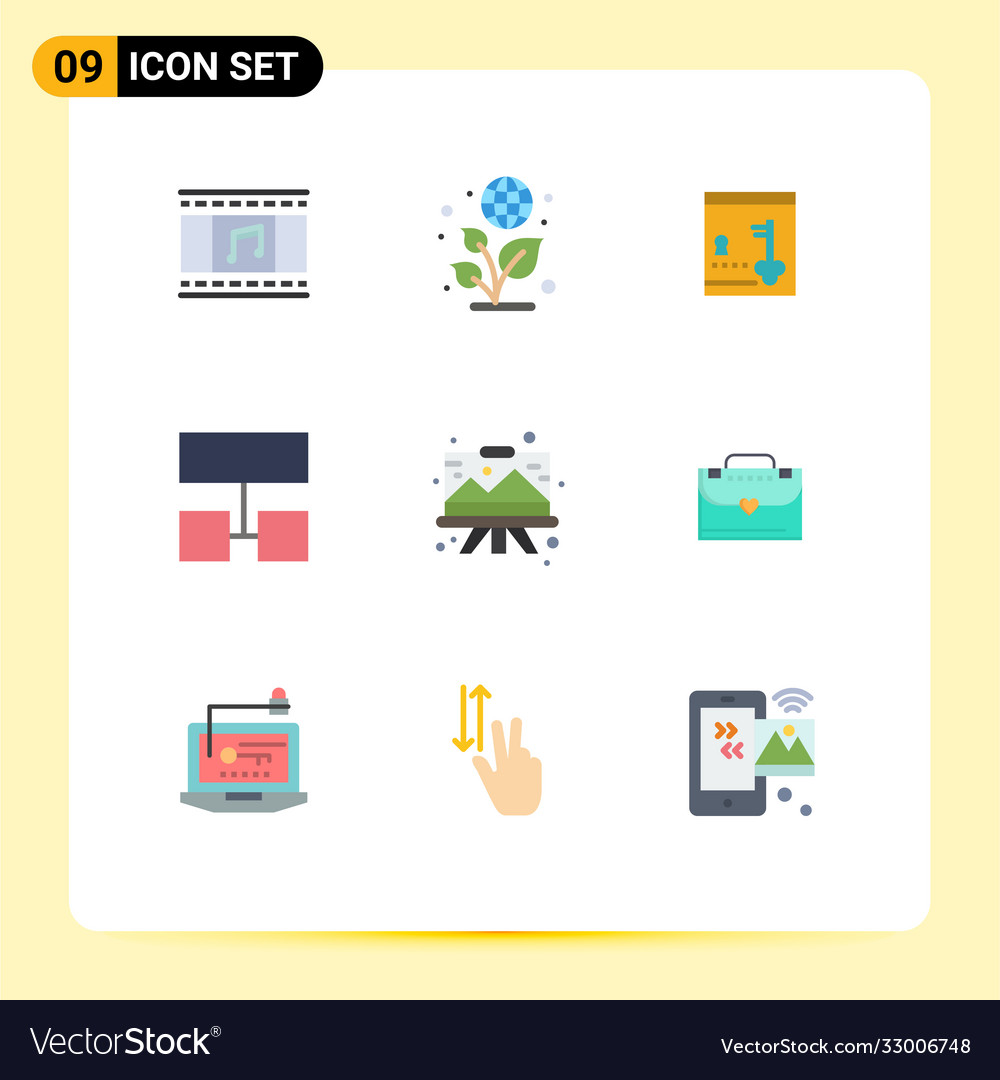 Pictograph set 9 simple flat colors graphic