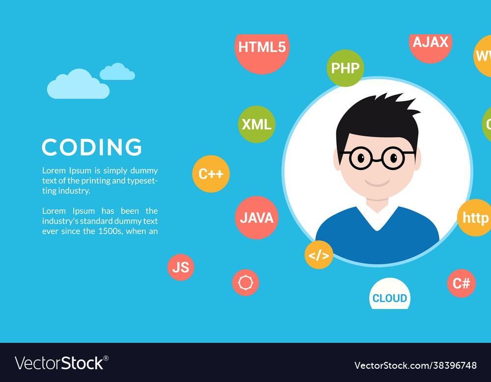 Programmer flat design graphic vector image Programmer flat design graphic