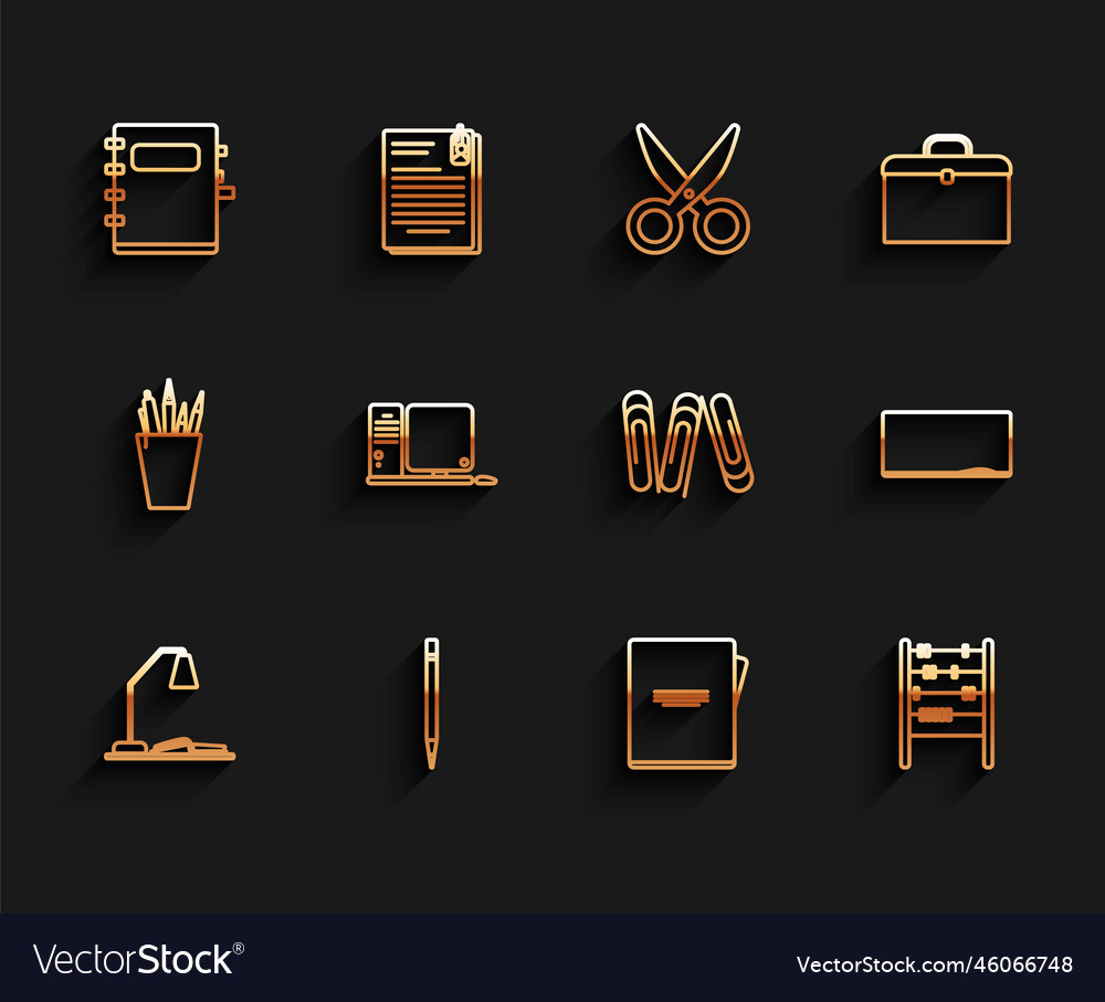 Set line workplace with table lamp and open book Vector Image Set line workplace with table lamp and open book