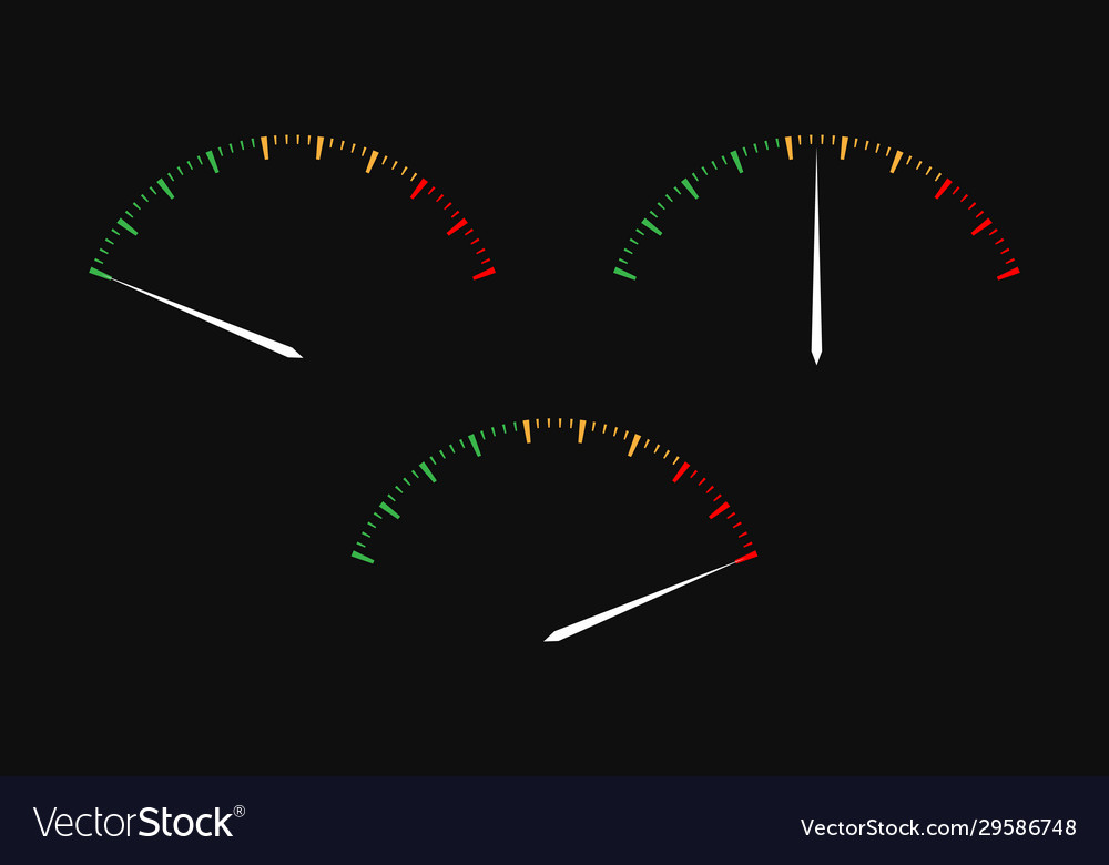 Set simple tachometers with indicators in red vector image Set simple tachometers with indicators in red