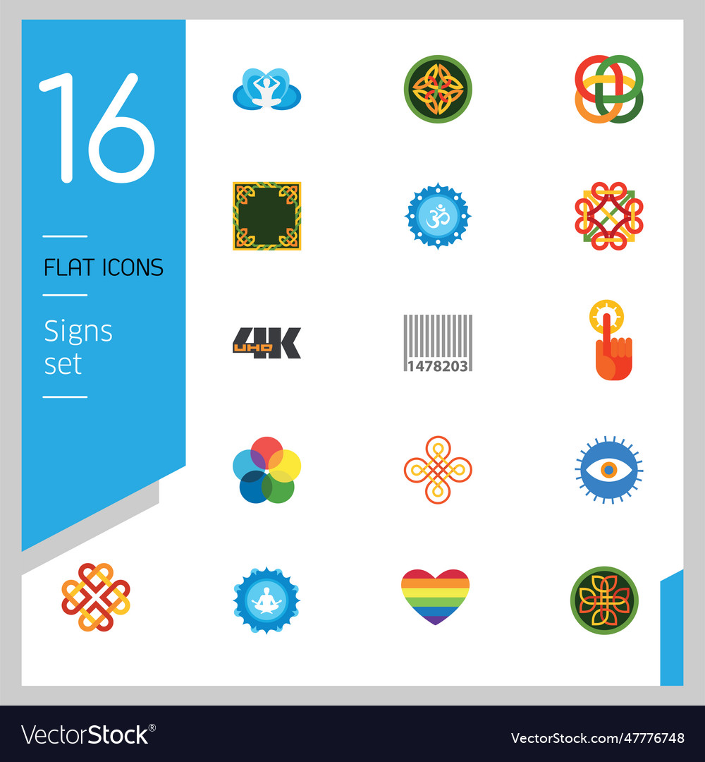 Signs flat icons set Royalty Free Vector Image