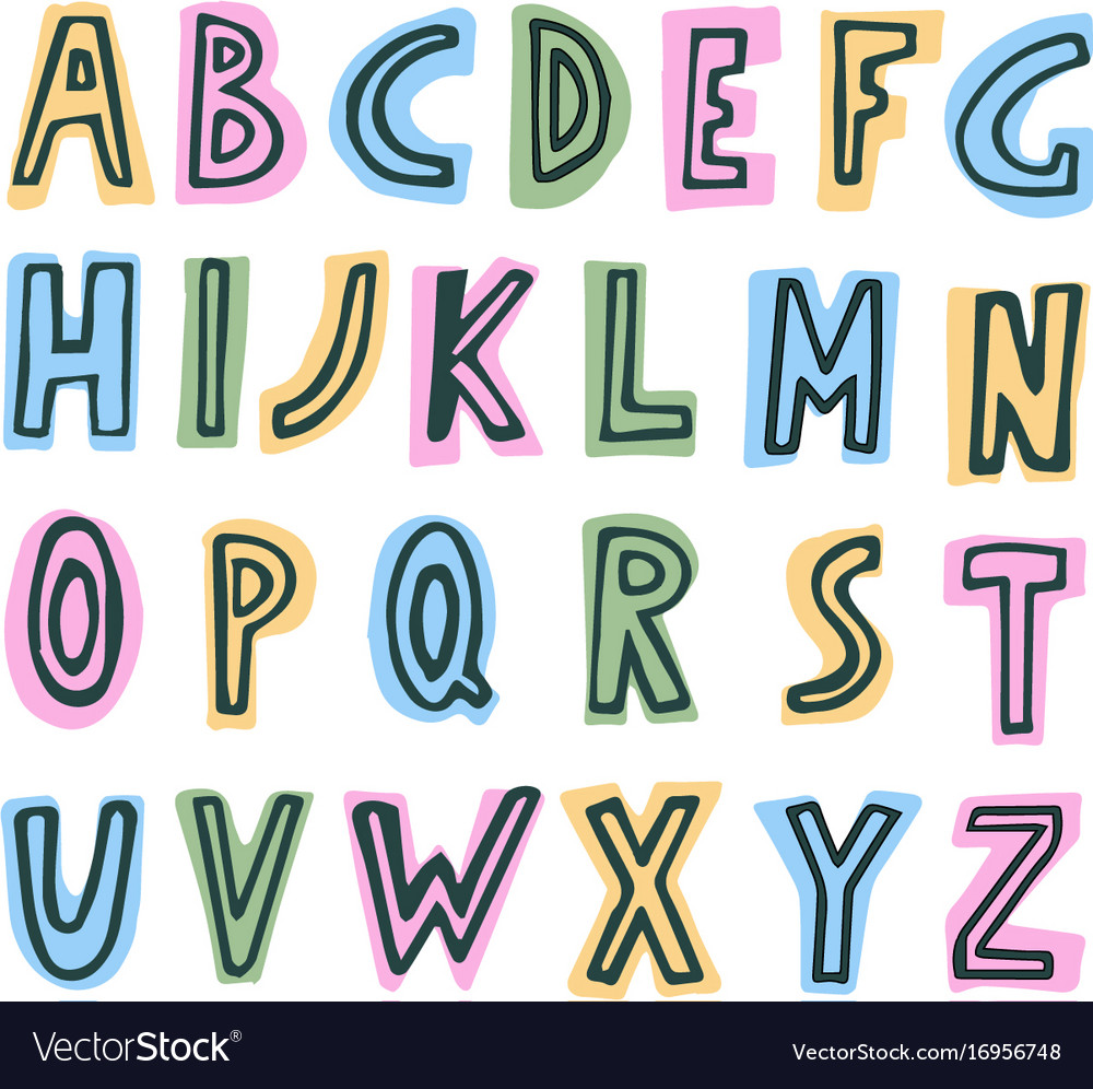 Simple colorful kids abc alphabet Royalty Free Vector Image