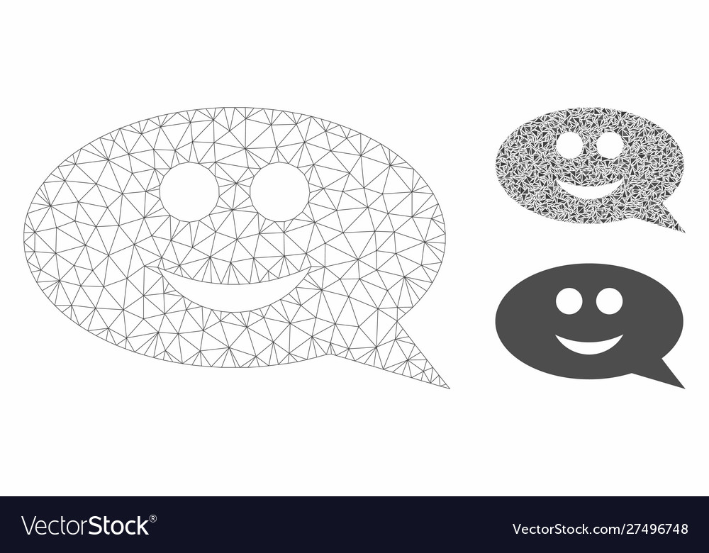 Smile chat message mesh wire frame model vector image Smile chat message mesh wire frame model