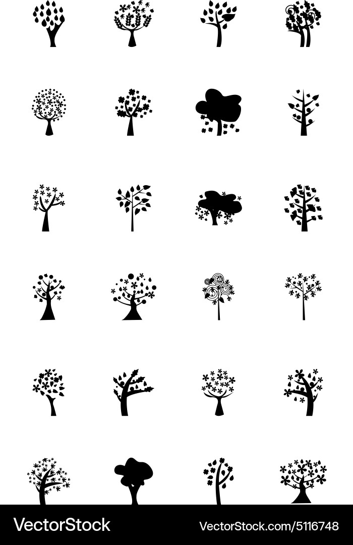 Trees Icons 5 Royalty Free Vector Image - VectorStock