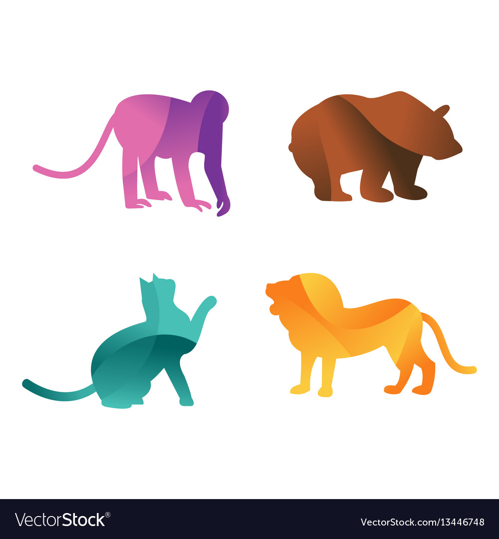 Wild animals jungle pets logo silhouette