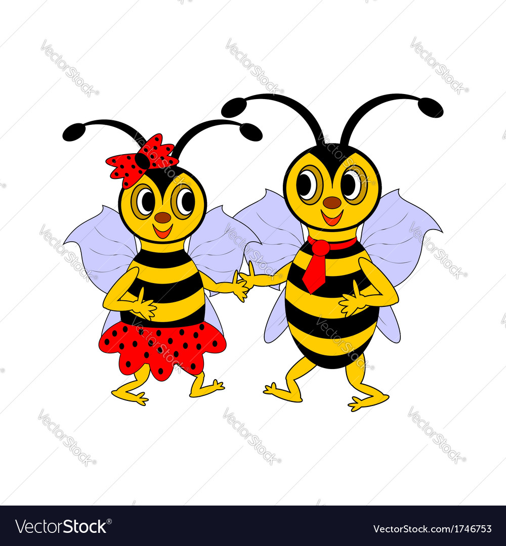 A Couple Of Funny Cartoon Bees Royalty Free Vector Image