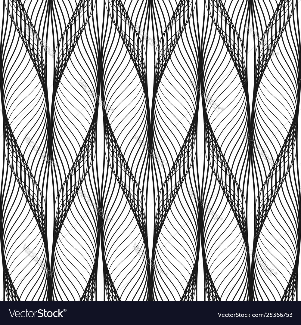 Abstract seamless pattern wavy design black line