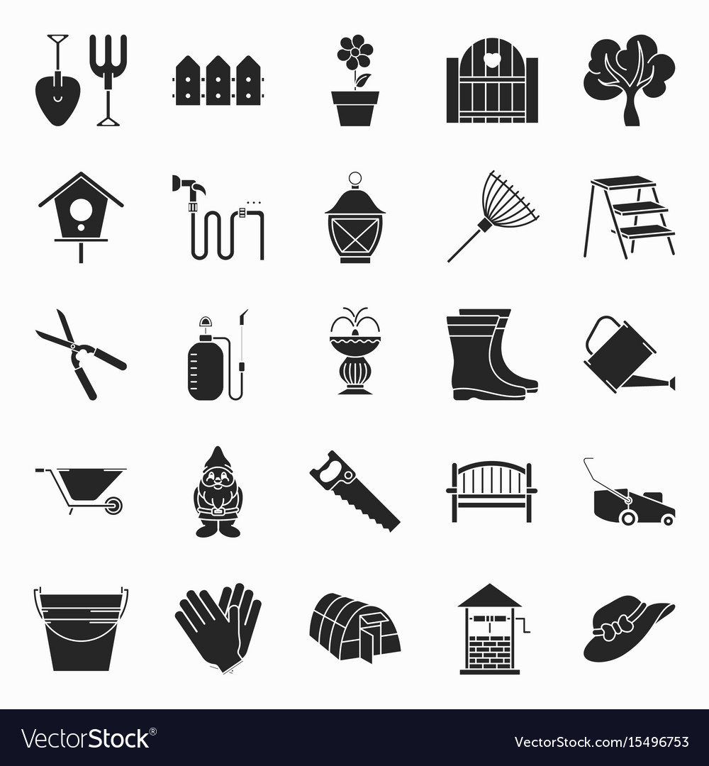 Collection of gardening icons Royalty Free Vector Image
