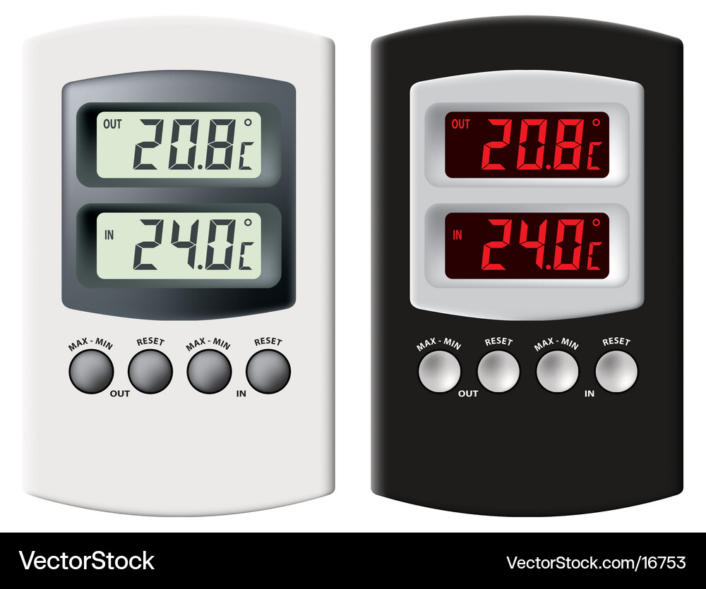 Digital Thermometer - Silver & Black Vector Image