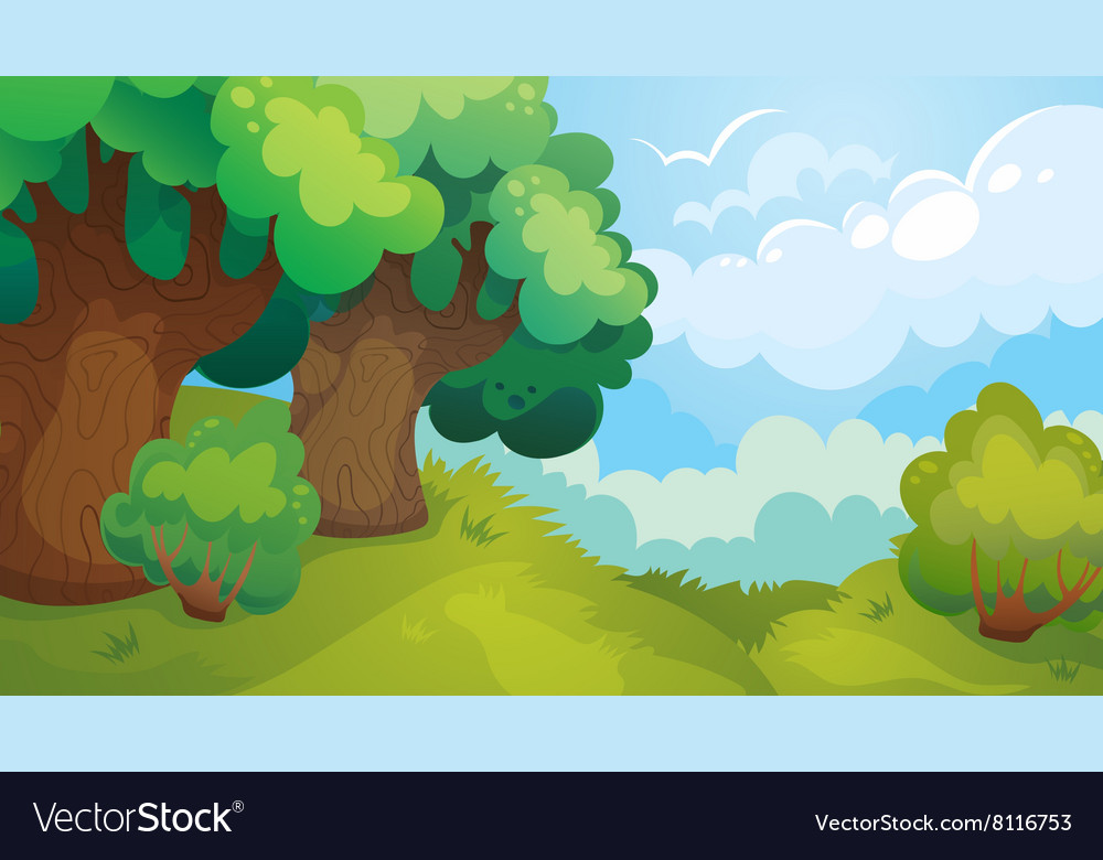 Forest glade game background Royalty Free Vector Image