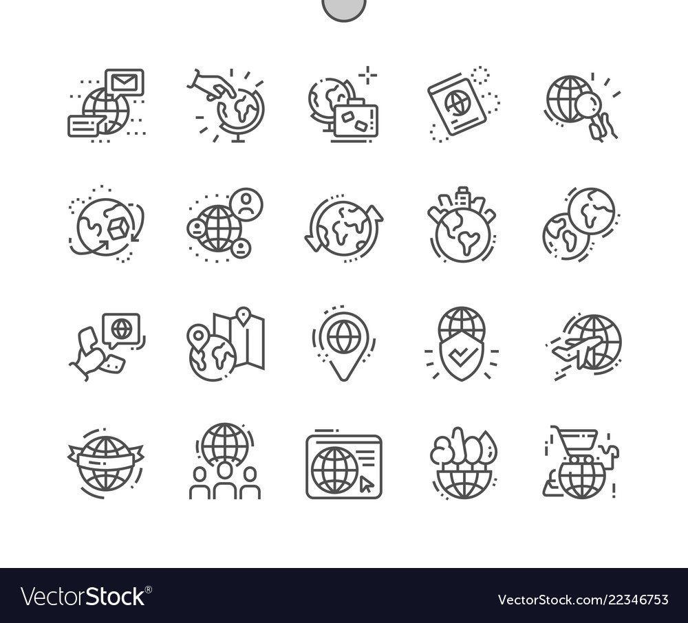 Globe Thin Line Icons - World Map