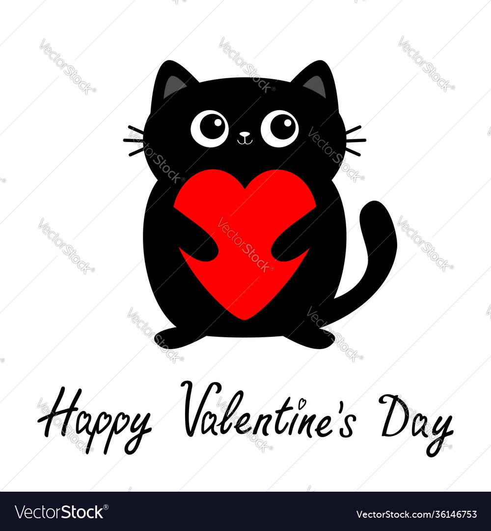 Glückliche valentines tag schwarz Katze kitten kitty