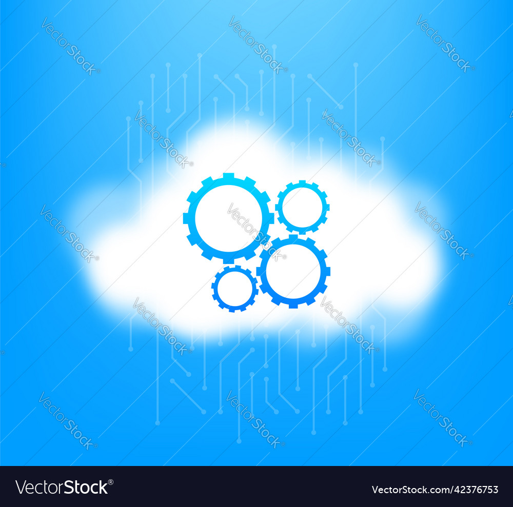 Line art cloud setting for web design internet vector image Line art cloud setting for web design internet