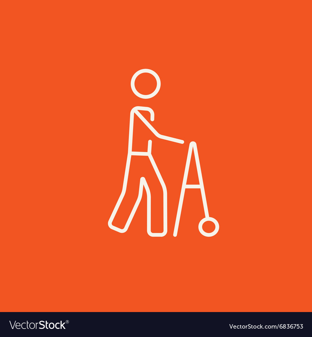 Man with walker line icon